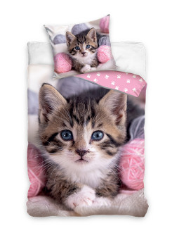 POŚCIEL BAWEŁNIANA 160x200 CM KOT KOTEK PNL250530