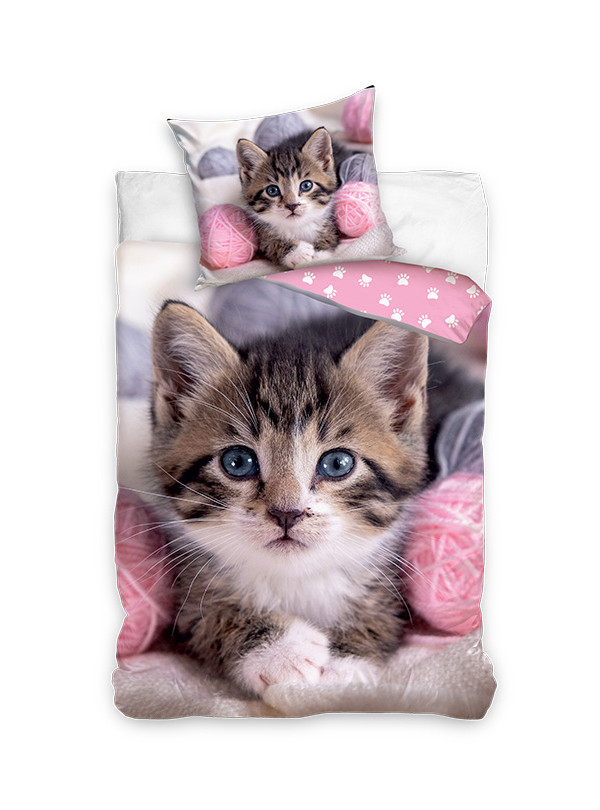 POŚCIEL BAWEŁNIANA 160x200 CM KOT KOTEK PNL250530