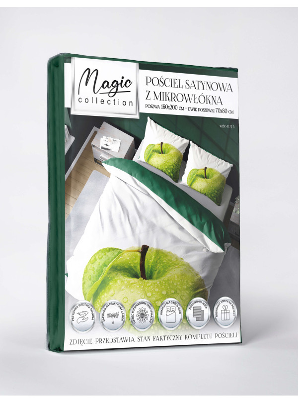 KOMPLET POŚCIELI 160x200 DWUSTRONNA 3D JABŁKO