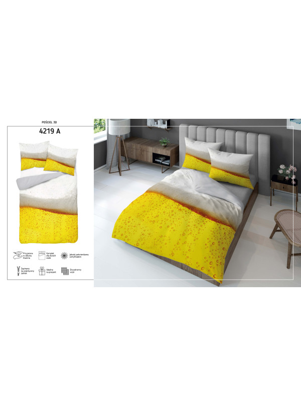 KOMPLET POŚCIELI 160x200 DWUSTRONNA 3D PIWO PIWKO