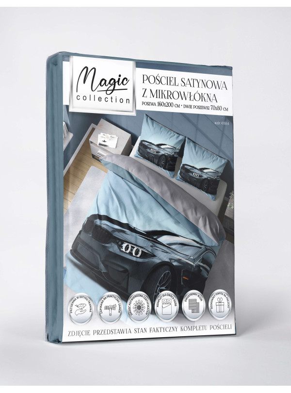 KOMPLET POŚCIELI 160x200 DWUSTRONNA 3D SAMOCHÓD