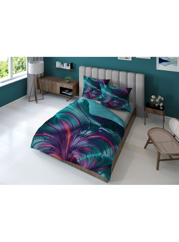 KOMPLET POŚCIELI 160x200 DWUSTRONNA 3D LIŚĆ 4225_A