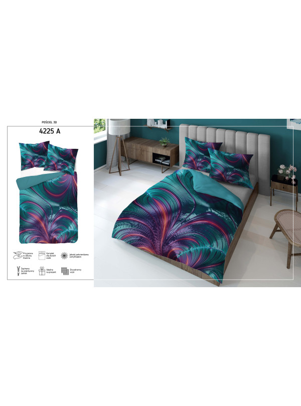 KOMPLET POŚCIELI 160x200 DWUSTRONNA 3D LIŚĆ 4225_A