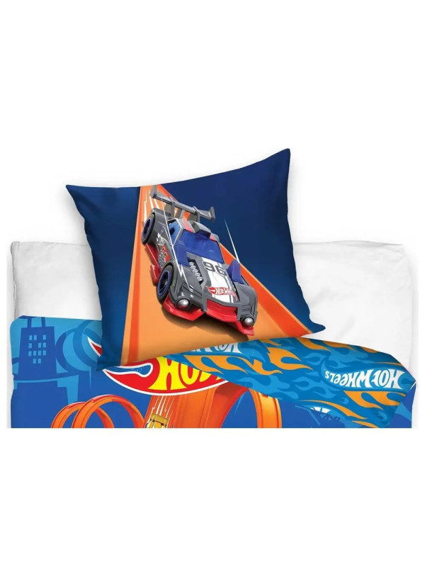 POŚCIEL 160x200 HOT WHEELS SAMOCHODY AUTA DZIECIĘCA NIEBIESKA