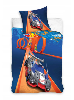 POŚCIEL 160x200 HOT WHEELS SAMOCHODY AUTA DZIECIĘCA NIEBIESKA