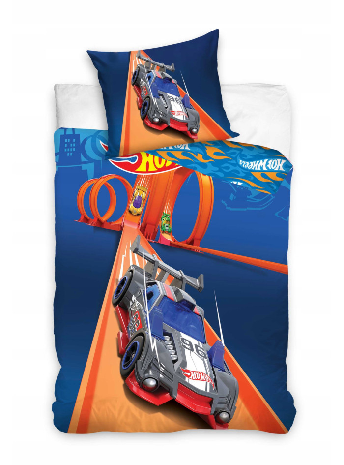 POŚCIEL 160x200 HOT WHEELS SAMOCHODY AUTA DZIECIĘCA NIEBIESKA