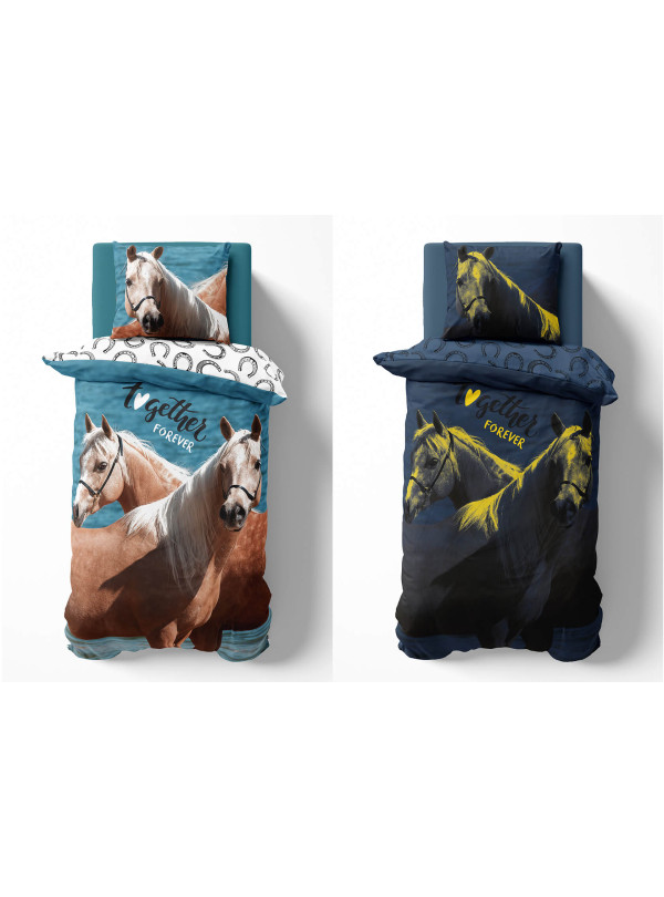 POŚCIEL 160x200 ŚWIECĄCA W CIEMNOŚCI PIĘKNE KONIE