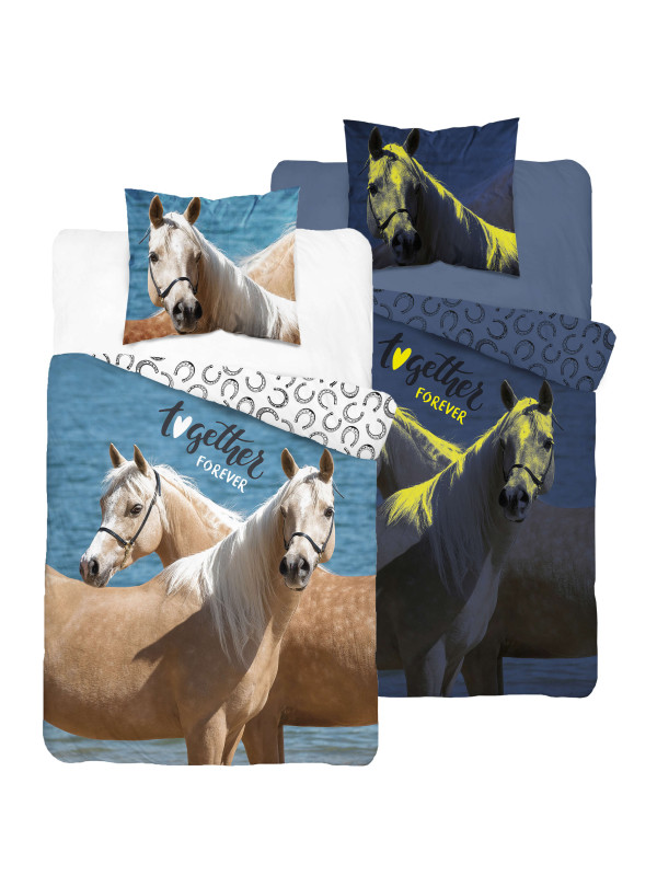 POŚCIEL 160x200 ŚWIECĄCA W CIEMNOŚCI PIĘKNE KONIE