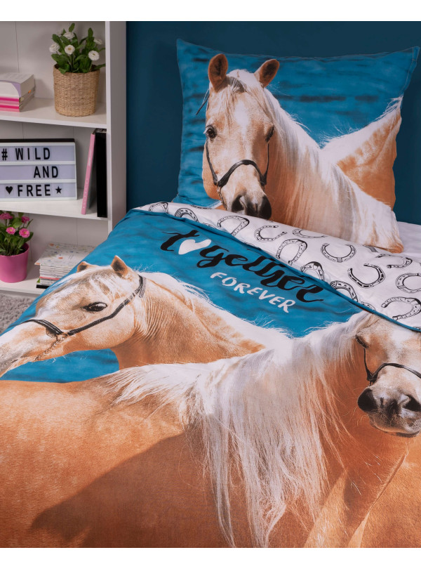 POŚCIEL 160x200 ŚWIECĄCA W CIEMNOŚCI PIĘKNE KONIE