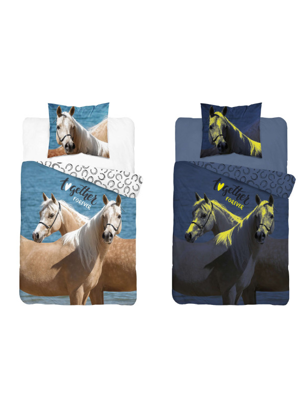POŚCIEL 160x200 ŚWIECĄCA W CIEMNOŚCI PIĘKNE KONIE