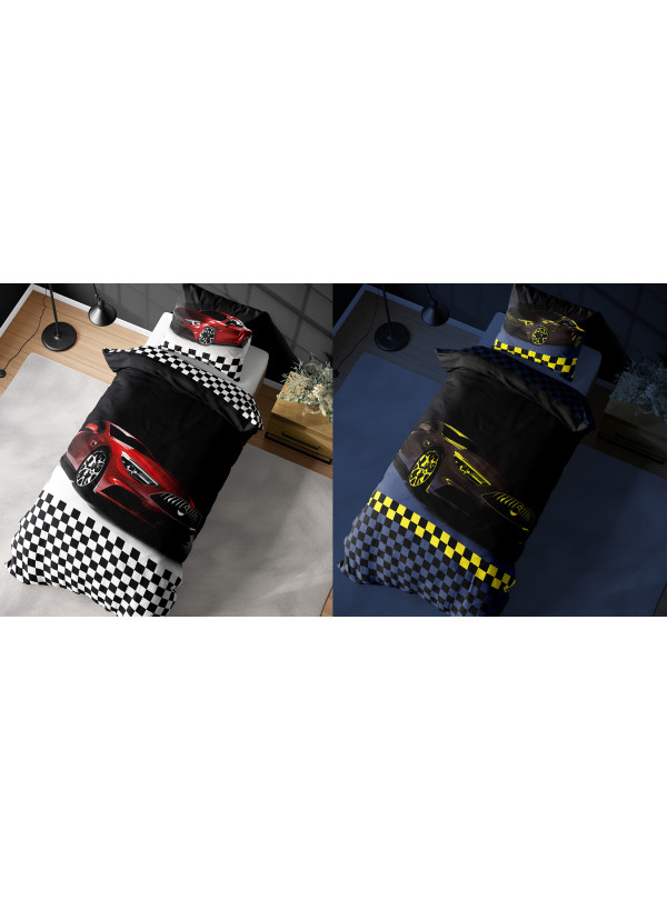 POŚCIEL 160x200 ŚWIECĄCA W CIEMNOŚCI AUTO SAMOCHÓD