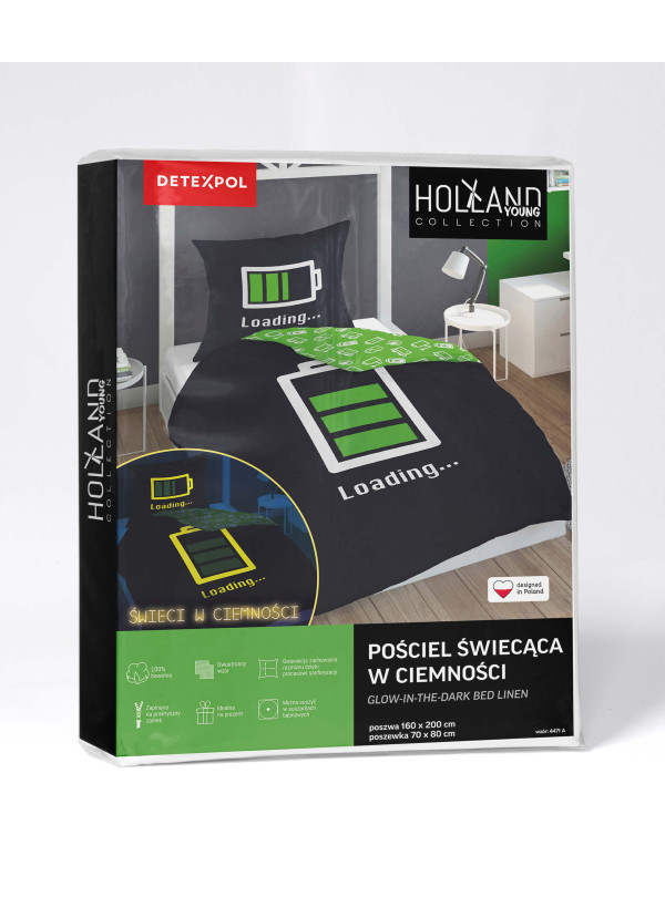 POŚCIEL 160x200 ŚWIECĄCA W CIEMNOŚCI BATERIA