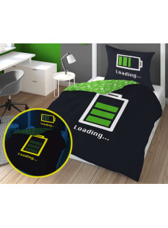 POŚCIEL 140x200 ŚWIECĄCA W CIEMNOŚCI BATERIA ŁADOWANIE BATERII