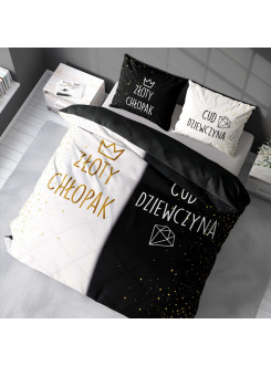 POŚCIEL BAWEŁNIANA 200x220 ZŁOTY CHŁOPAK CUD DZIEWCZYNA