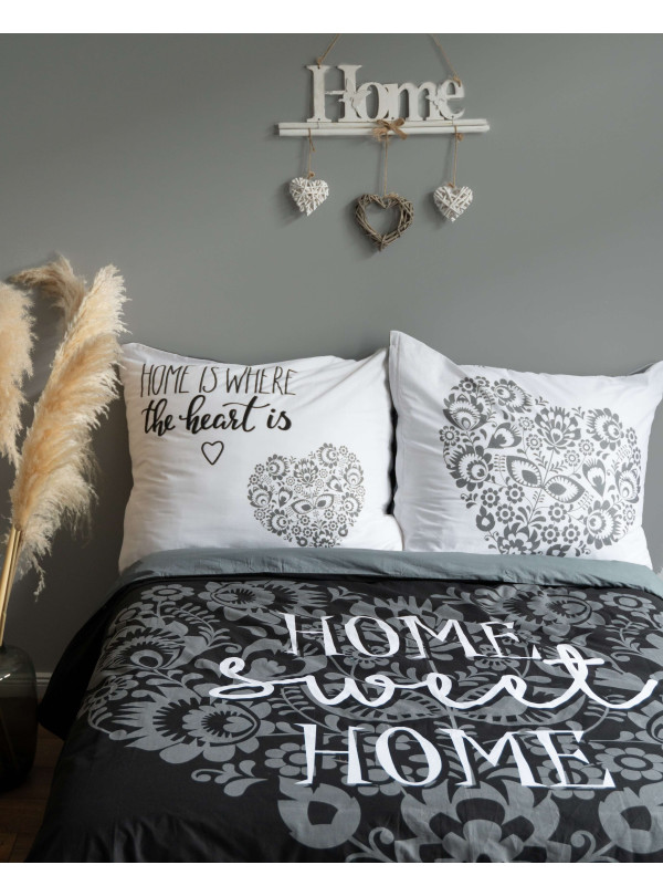 POŚCIEL BAWEŁNIANA 220x200 HOME SWEET HOME CZARNA
