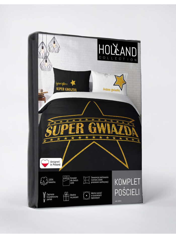 POŚCIEL 160x200 100% BAWEŁNA SUPER GWIAZDA ZŁOTA