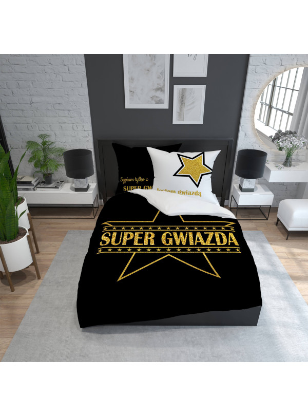 POŚCIEL 160x200 100% BAWEŁNA SUPER GWIAZDA ZŁOTA