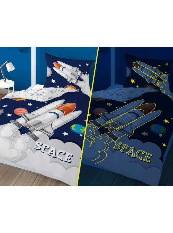 POŚCIEL 160x200 ŚWIECĄCA W CIEMNOŚCI KOSMOS