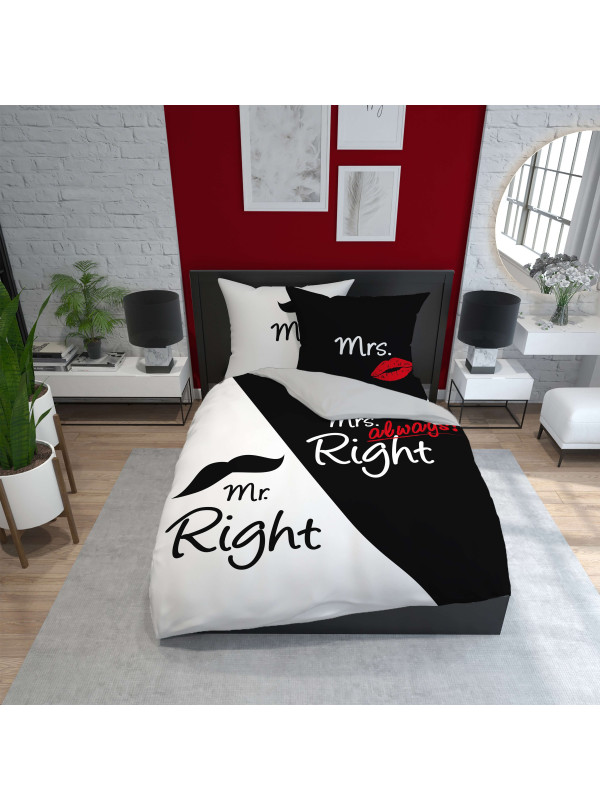 POŚCIEL BAWEŁNIANA 200x220 MR. RIGHT & MRS. RIGHT