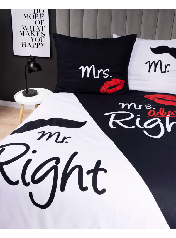 POŚCIEL BAWEŁNIANA 200x220 MR. RIGHT & MRS. RIGHT