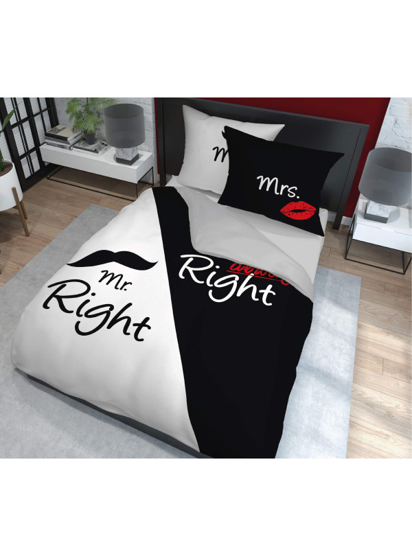 POŚCIEL BAWEŁNIANA 200x220 MR. RIGHT & MRS. RIGHT