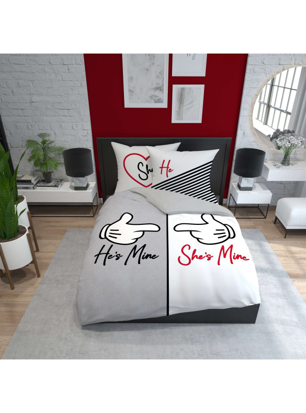 POŚCIEL BAWEŁNIANA 220x200 HE'S MINE & SHE'S MINE