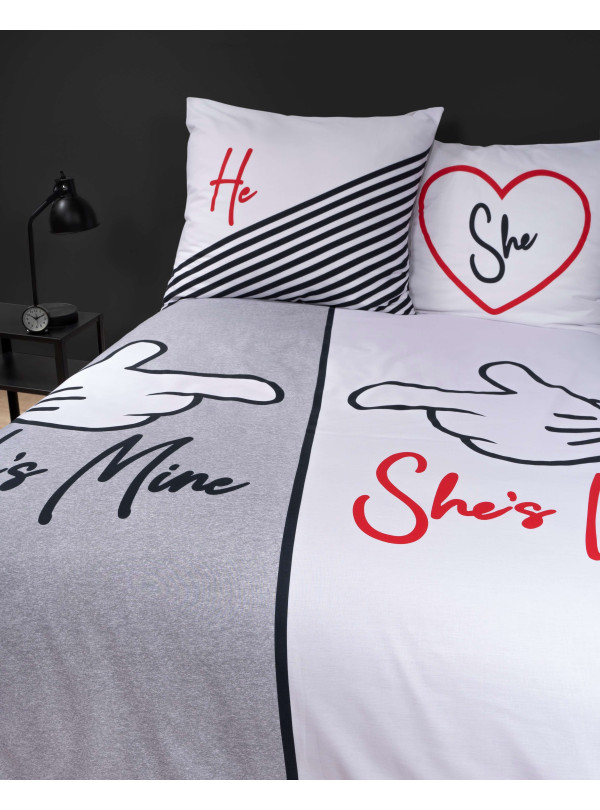 POŚCIEL BAWEŁNIANA 220x200 HE'S MINE & SHE'S MINE