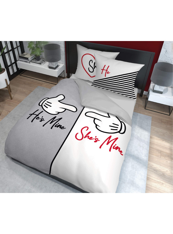 POŚCIEL BAWEŁNIANA 220x200 HE'S MINE & SHE'S MINE