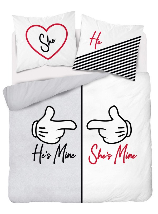 POŚCIEL BAWEŁNIANA 220x200 HE'S MINE & SHE'S MINE