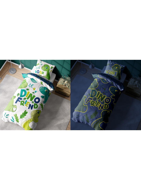 POŚCIEL 160x200 ŚWIECĄCA W CIEMNOŚCI DINOZAUR