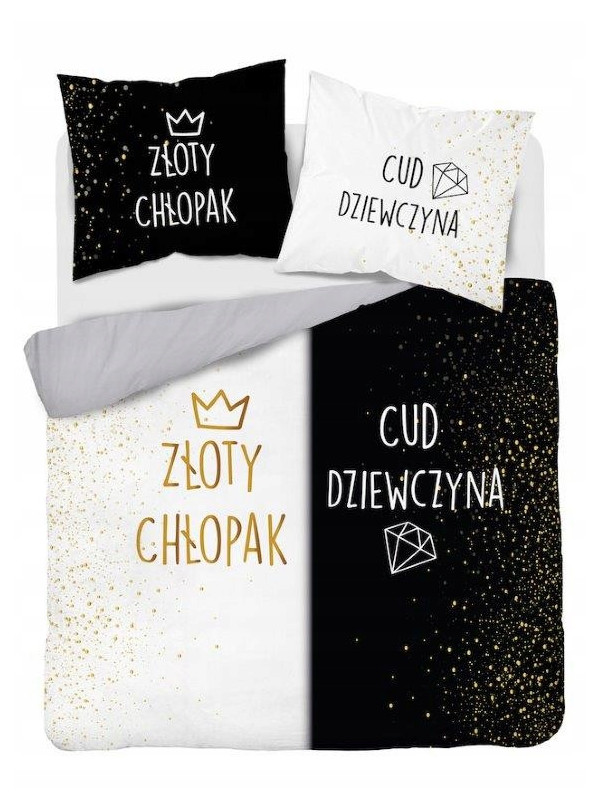 POŚCIEL BAWEŁNIANA 160x200 ZŁOTY CHŁOPAK CUD DZIEWCZYNA