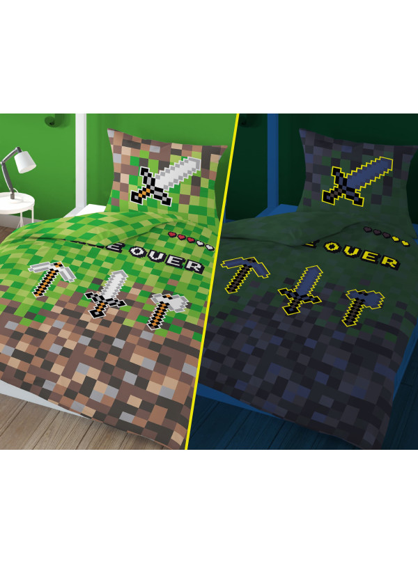 POŚCIEL 160x200 ŚWIECĄCA W GAME OVER MIECZ KILOF