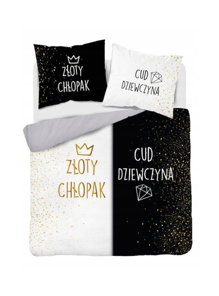 POŚCIEL BAWEŁNIANA 200x220 ZŁOTY CHŁOPAK CUD DZIEWCZYNA