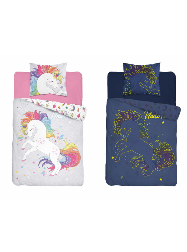 POŚCIEL 160x200 ŚWIECĄCA W CIEMNOŚCI JEDNOROŻEC 3850_A