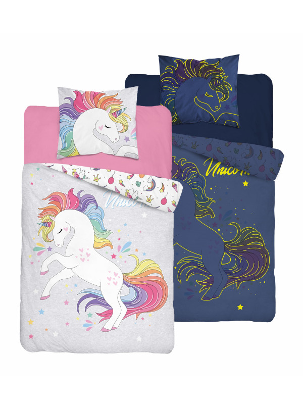 POŚCIEL 160x200 ŚWIECĄCA W CIEMNOŚCI JEDNOROŻEC 3850_A
