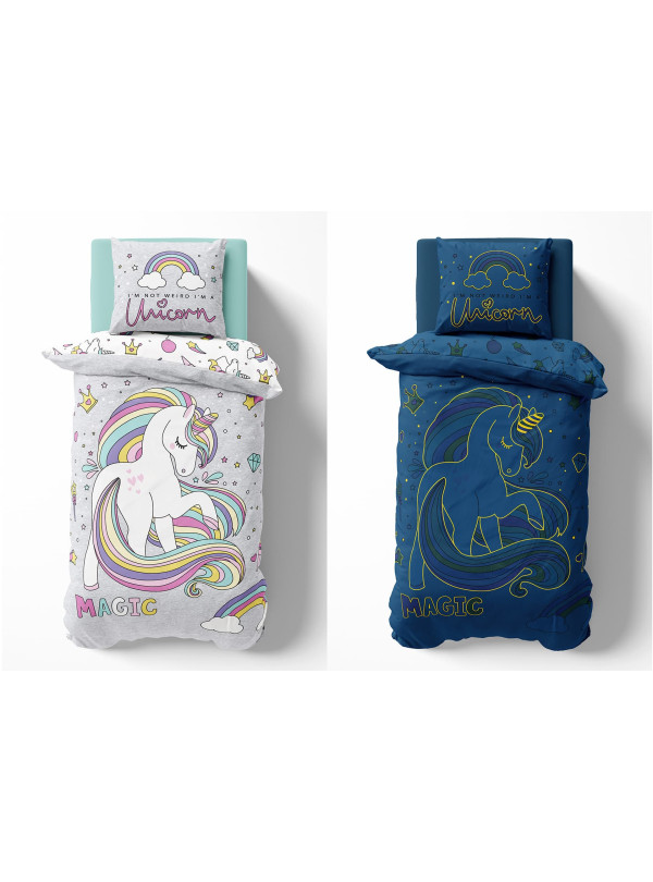 POŚCIEL 160x200 ŚWIECĄCA W CIEMNOŚCI JEDNOROŻEC 2917_A