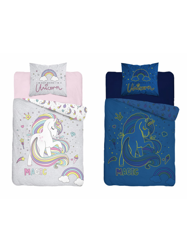 POŚCIEL 160x200 ŚWIECĄCA W CIEMNOŚCI JEDNOROŻEC 2917_A