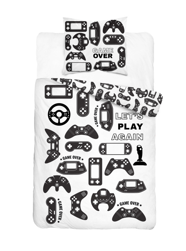 POŚCIEL MŁODZIEŻOWA 140x200 DLA GRACZA GAMER GAME OVER