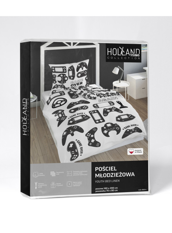 POŚCIEL MŁODZIEŻOWA 140x200 DLA GRACZA GAMER GAME OVER