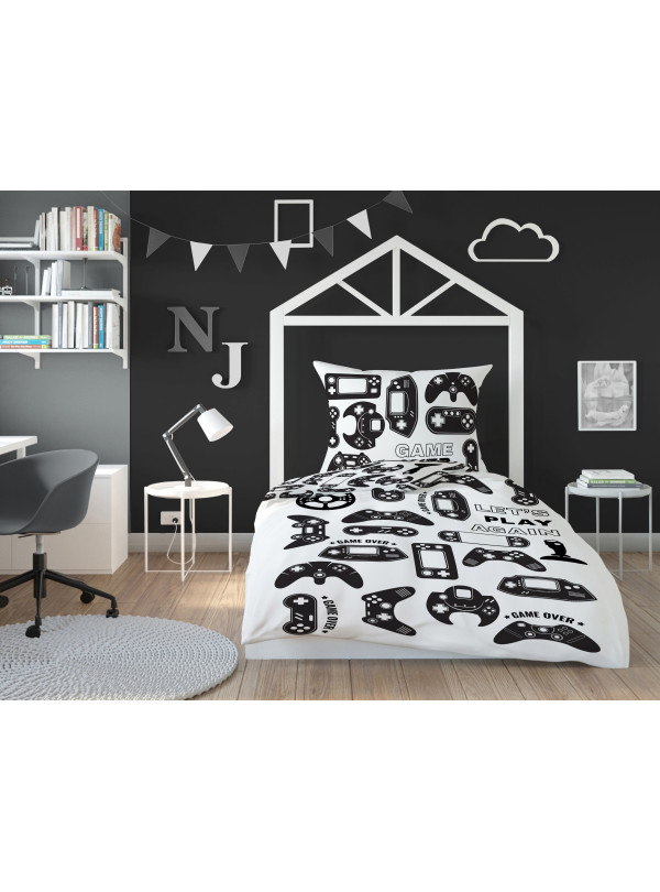 POŚCIEL MŁODZIEŻOWA 140x200 DLA GRACZA GAMER GAME OVER
