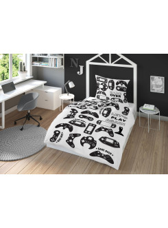 POŚCIEL MŁODZIEŻOWA 140x200 DLA GRACZA GAMER GAME OVER