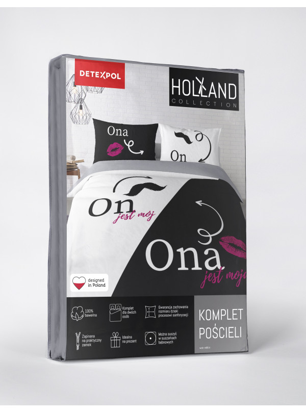 POŚCIEL BAWEŁNIANA 220x200 DLA PARY PREZENT ŚLUB ONA JEST MOJA ON JEST MÓJ