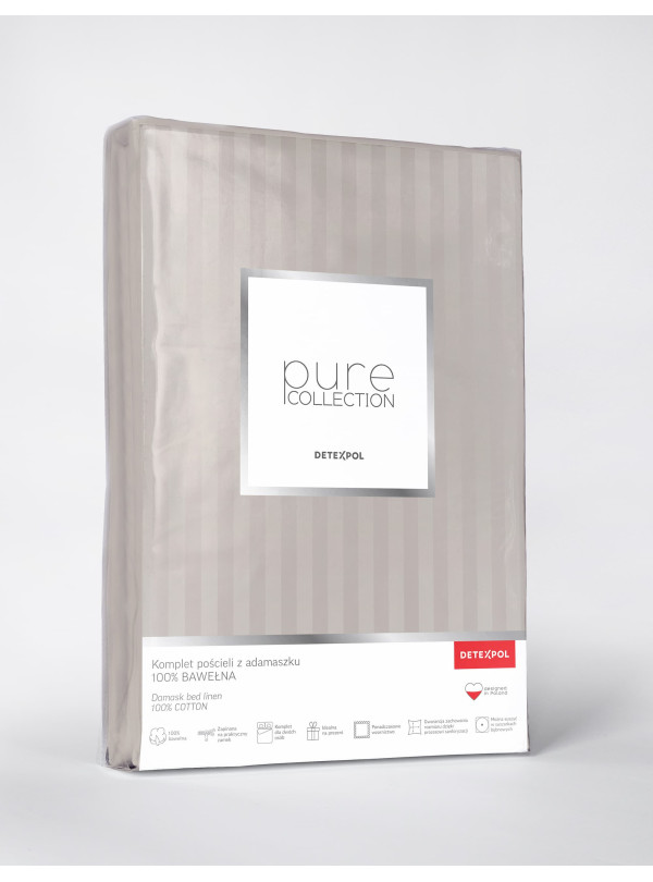 POŚCIEL 200x220 BEŻOWA Z ADAMASZKU