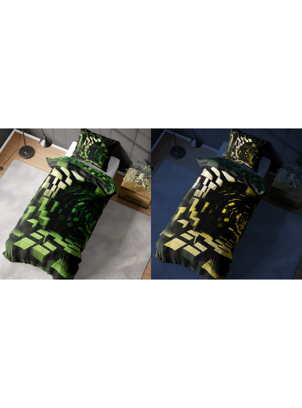 POŚCIEL ŚWIECĄCA W CIEMNOŚCI LABIRYNT PIXELE