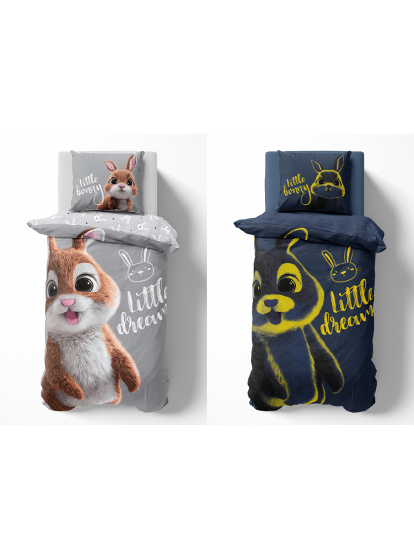 KOMPLET POŚCIELI POŚCIEL 160x200 ŚWIECĄCA W CIEMNOŚCI KRÓLIK KRÓLICZEK BUNNY