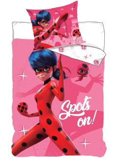 POŚCIEL DZIECIĘCA BAWEŁNIANA 140x200 MIRACULUM BIEDRONKA I CZARNY KOT