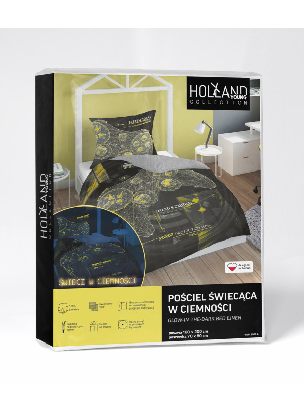 POŚCIEL 160x200 ŚWIECĄCA W CIEMNOŚCI PAD ŻÓŁTY