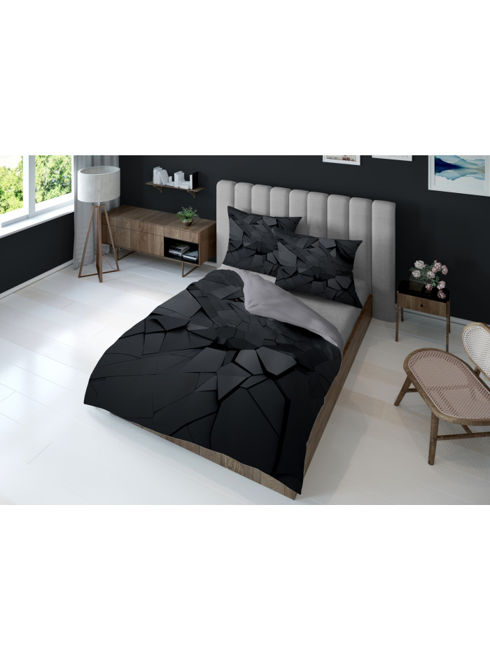 KOMPLET POŚCIELI 160x200 DWUSTRONNA 3D OBSYDIAN