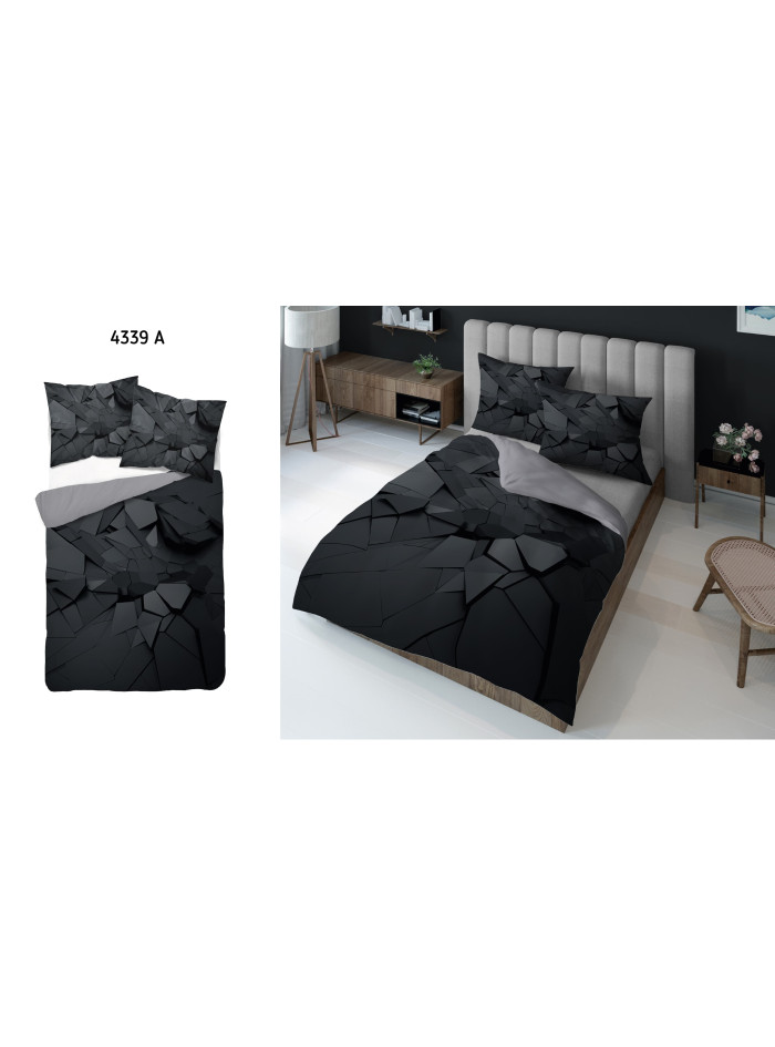 KOMPLET POŚCIELI 160x200 DWUSTRONNA 3D OBSYDIAN