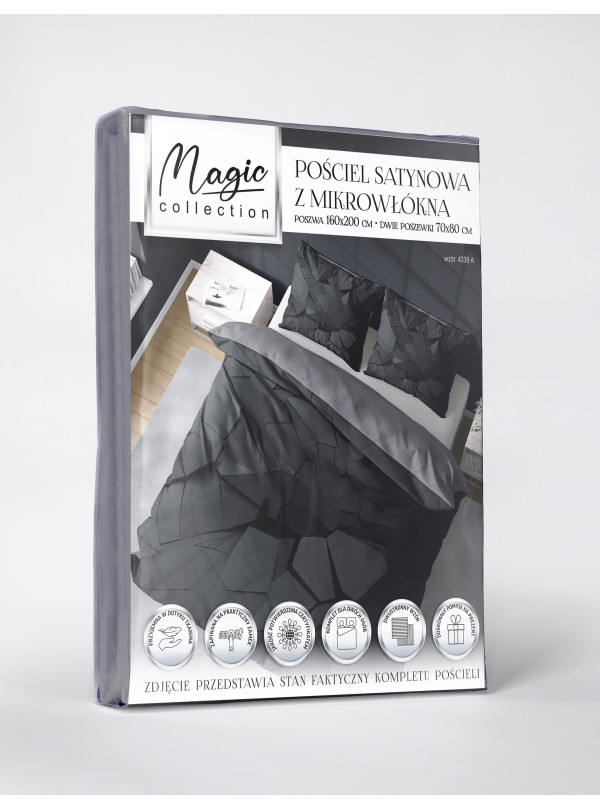 KOMPLET POŚCIELI 160x200 DWUSTRONNA 3D OBSYDIAN